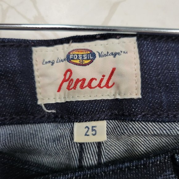 Fossil Jeans Pencil Skinny Leg Dark Wash Ankle Crop Women's Size 25x26 - Picture 6 of 6